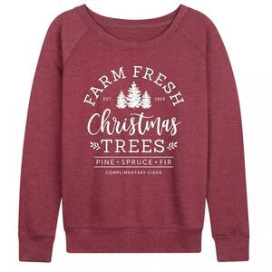 instant message L Ladies Burgundy White Scoop Neck Pullover Sweatshirt